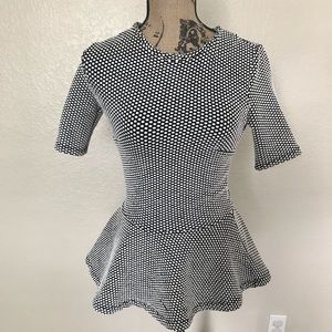H&M structure polka dot peplum top sz 4